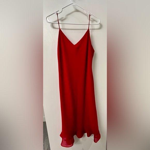 Lori Ann Dresses & Skirts - Elegant Vintage Red Midi Dress with Spaghetti Straps